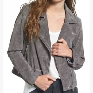 NWT NEW Nordstrom Blank NYC Gray Suede Moto Jacket Large L